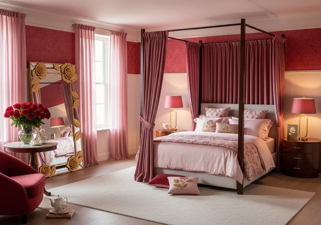 Elegant vanity setup inspired by Beauty and the Beast theme