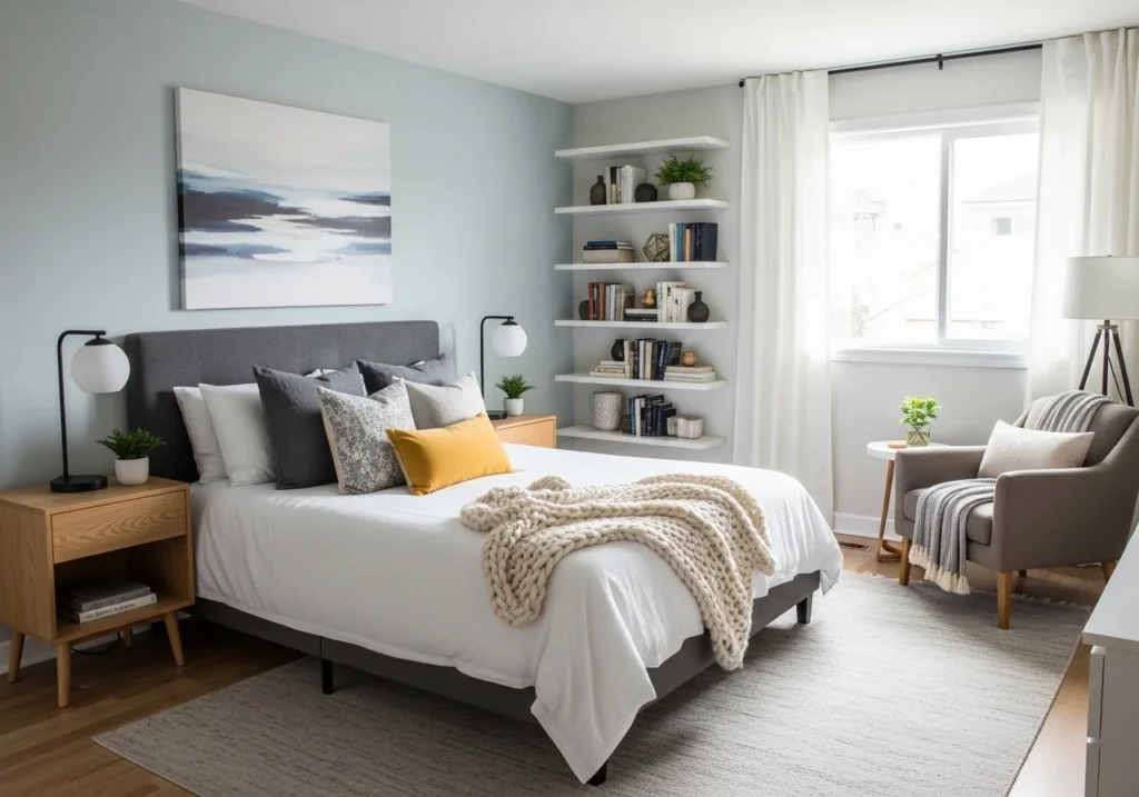 Modern bedroom design ideas with cozy stylish decor, elegant furniture, soft lighting, and functional layout for a beautiful relaxing space.