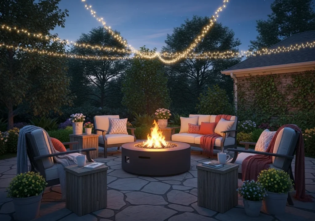 Stylish patio decor ideas with cozy seating, outdoor lighting, plants, and modern furniture for a beautiful upgraded outdoor space