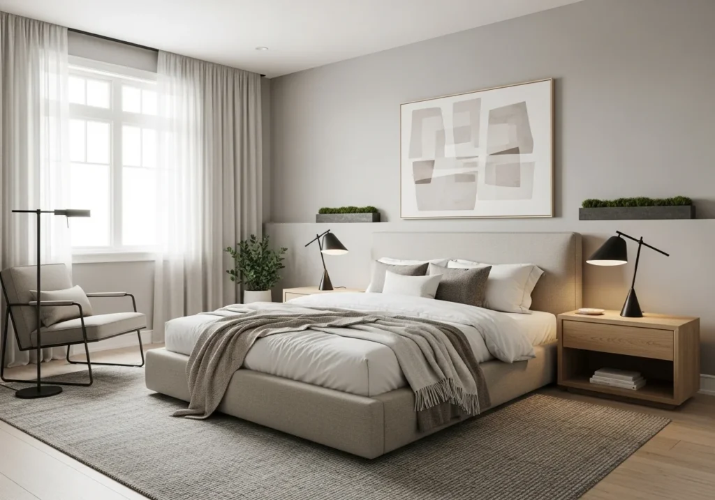 Modern bedroom design ideas with cozy stylish decor, elegant furniture, soft lighting, and functional layout for a beautiful relaxing space.