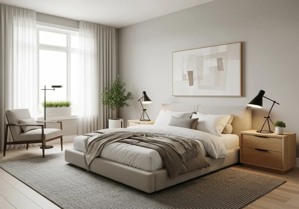 Modern bedroom design ideas with cozy stylish decor, elegant furniture, soft lighting, and functional layout for a beautiful relaxing space.
