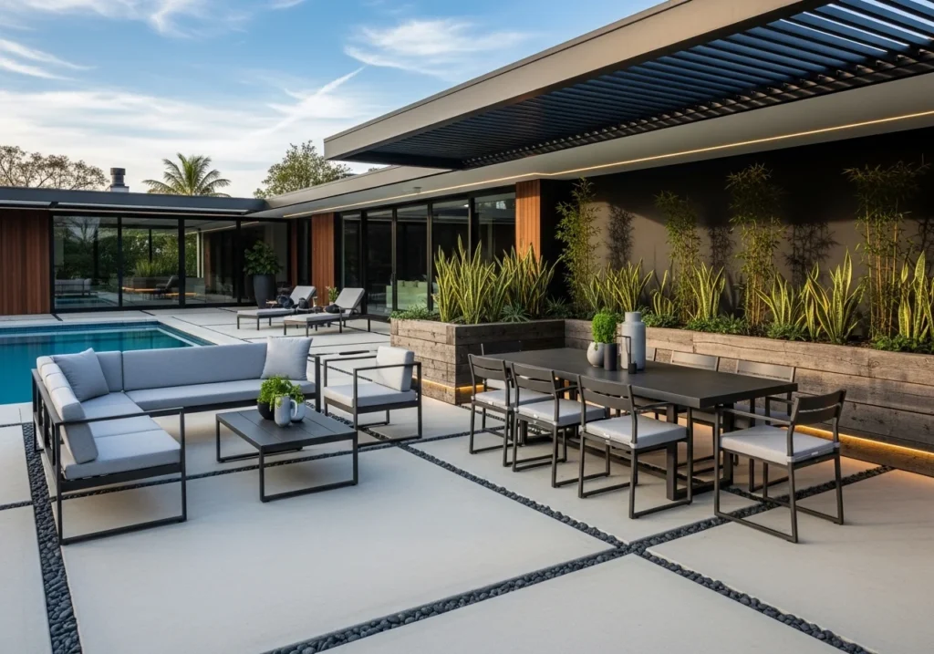 Stylish patio decor ideas with cozy seating, outdoor lighting, plants, and modern furniture for a beautiful upgraded outdoor space