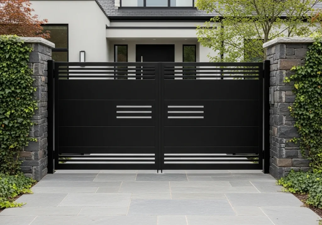modern gate design with stylish black finish