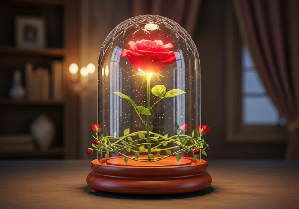 enchanted rose glass dome decor