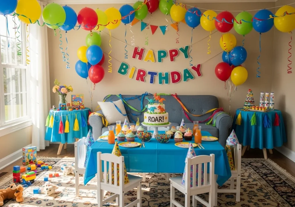 stunning birthday decoration at home ideas with balloons lights cake and stylish party setup