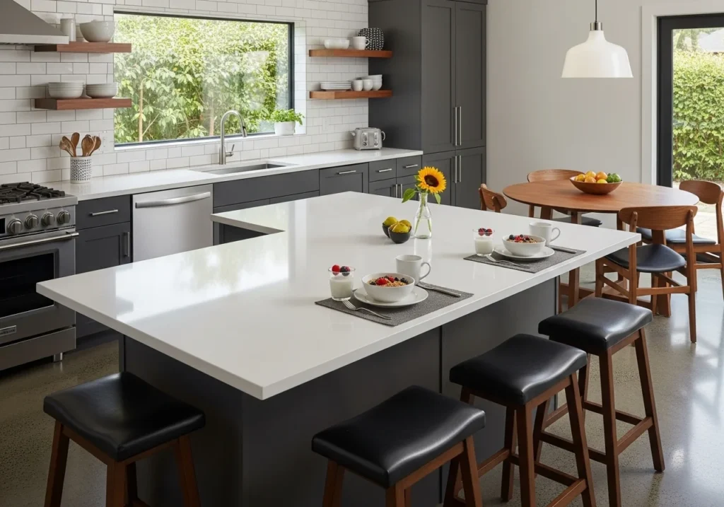 Modern kitchen dining table ideas with stylish space-saving design for small and large homes featuring elegant chairs and cozy decor.