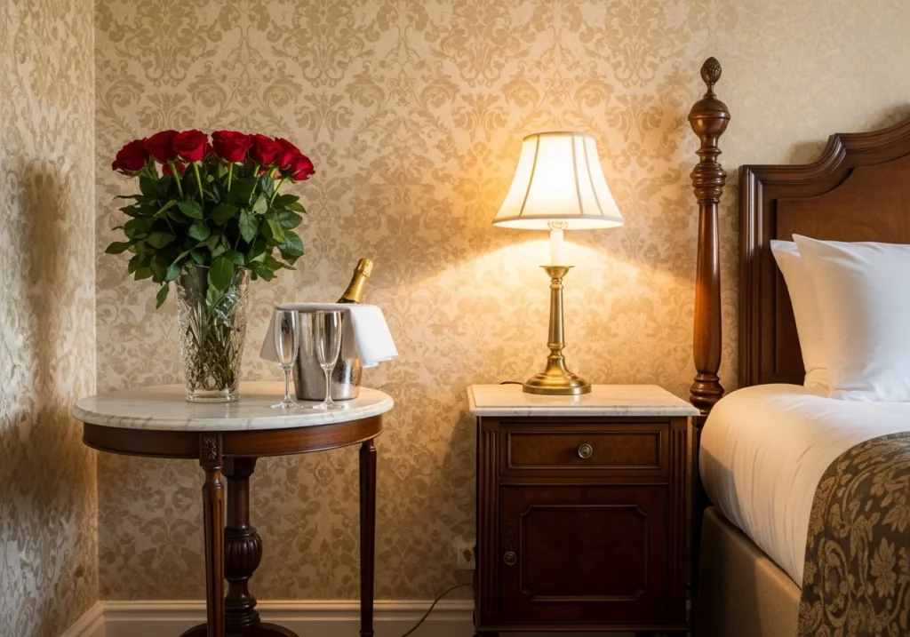 Elegant vanity setup inspired by Beauty and the Beast theme