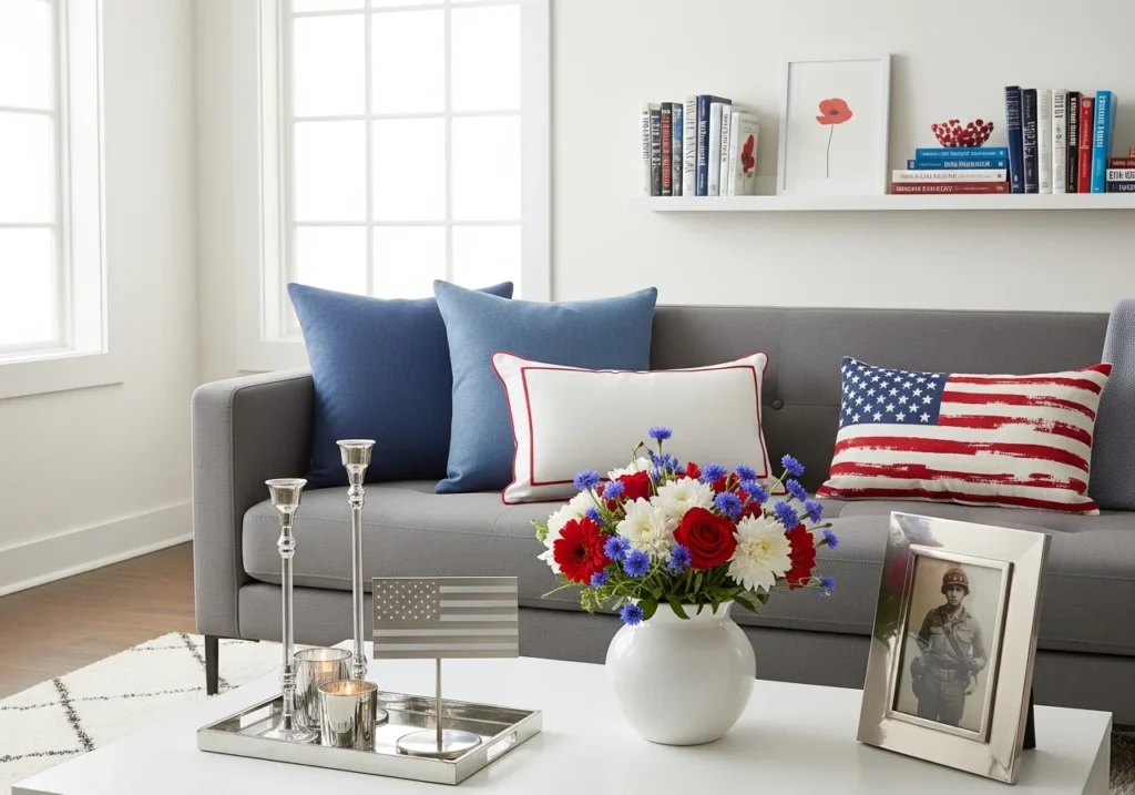 Memorial Day Weekend celebration with American flags, outdoor BBQ, travel vibes, and family enjoying summer holiday activities