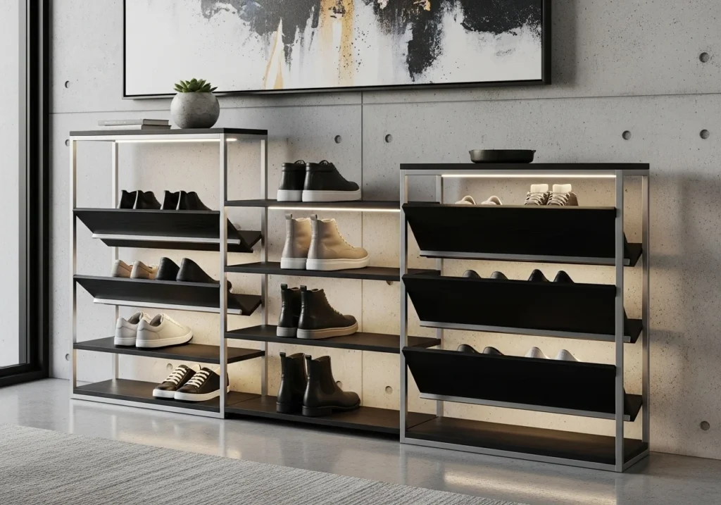 modern shoe rack ideas for organized stylish home with space saving storage design