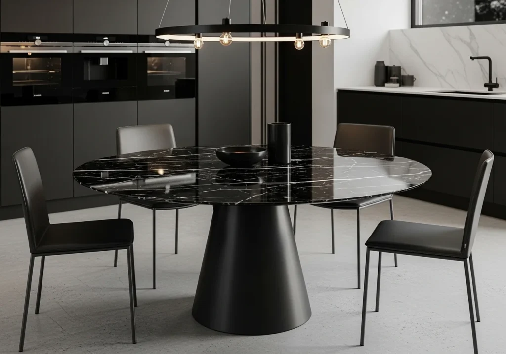 Modern kitchen dining table ideas with stylish space-saving design for small and large homes featuring elegant chairs and cozy decor.