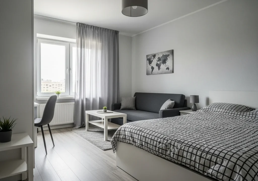 Studio Apartment Decor Ideas with modern small space styling, smart storage solutions, minimalist furniture, and cozy apartment layout design