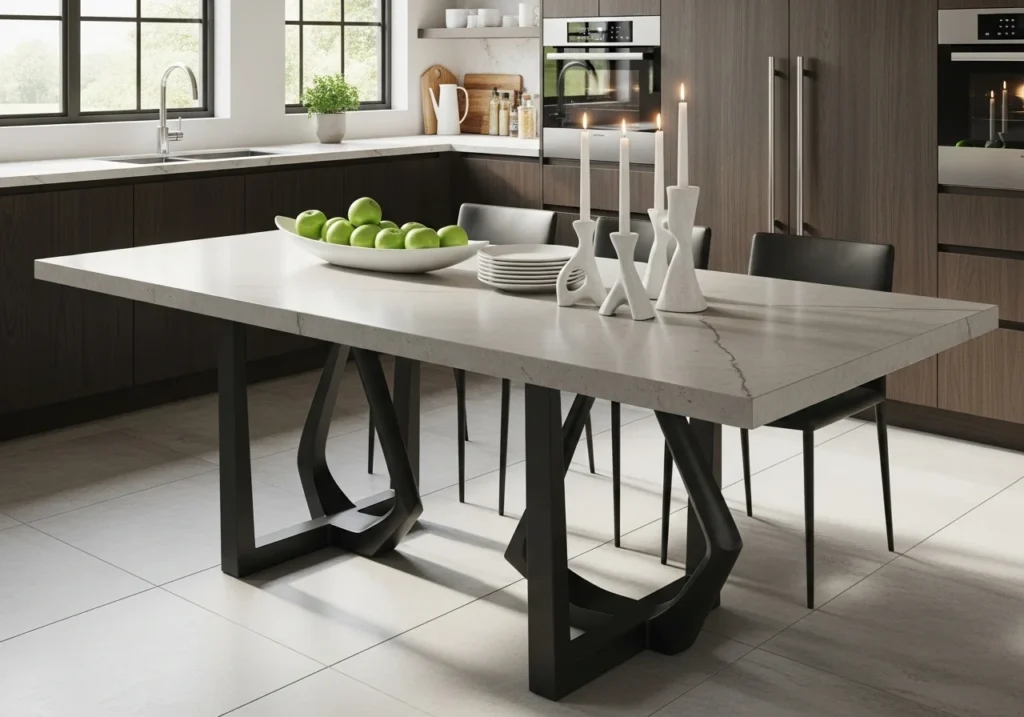 Modern kitchen dining table ideas with stylish space-saving design for small and large homes featuring elegant chairs and cozy decor.