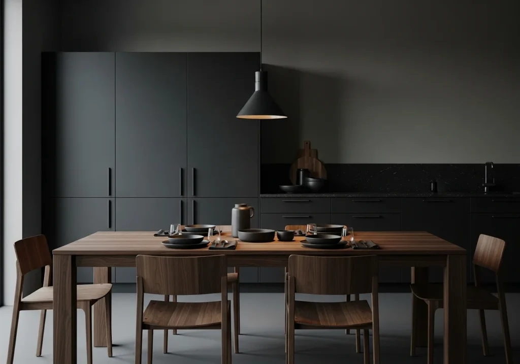 Modern kitchen dining table ideas with stylish space-saving design for small and large homes featuring elegant chairs and cozy decor.