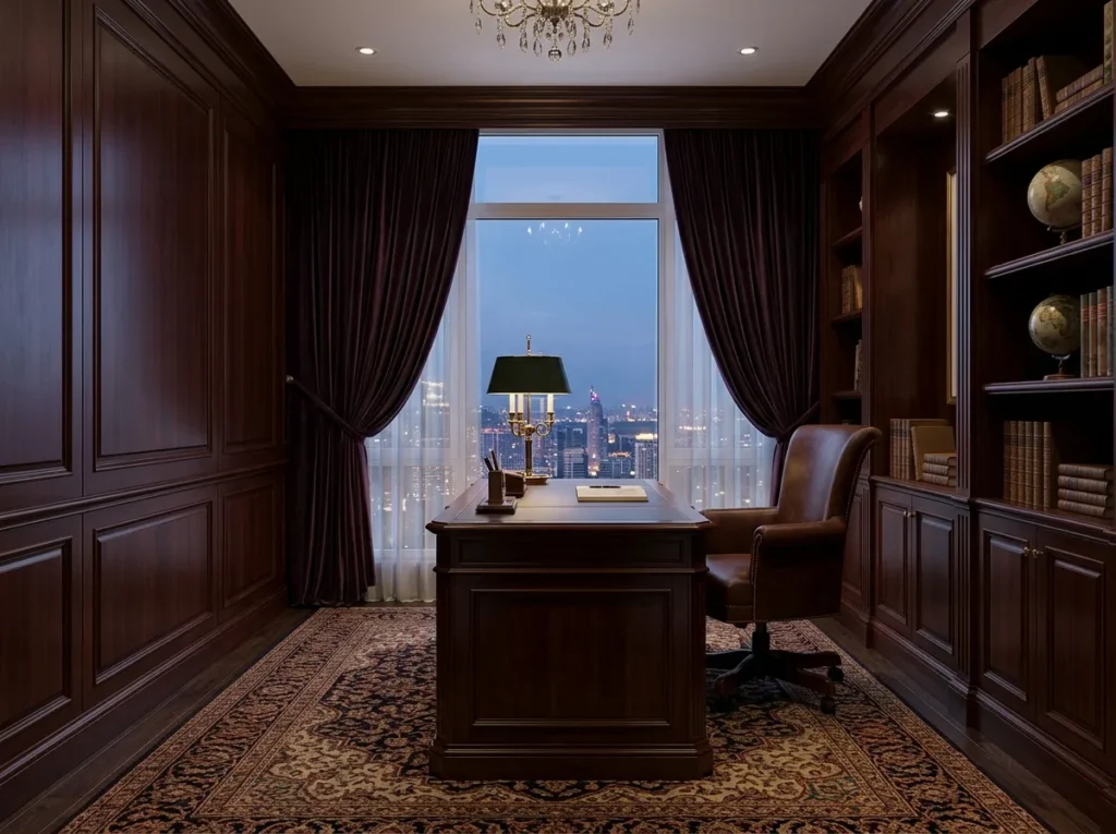 small home office ideas with modern desk setup, space-saving storage, and stylish workspace design