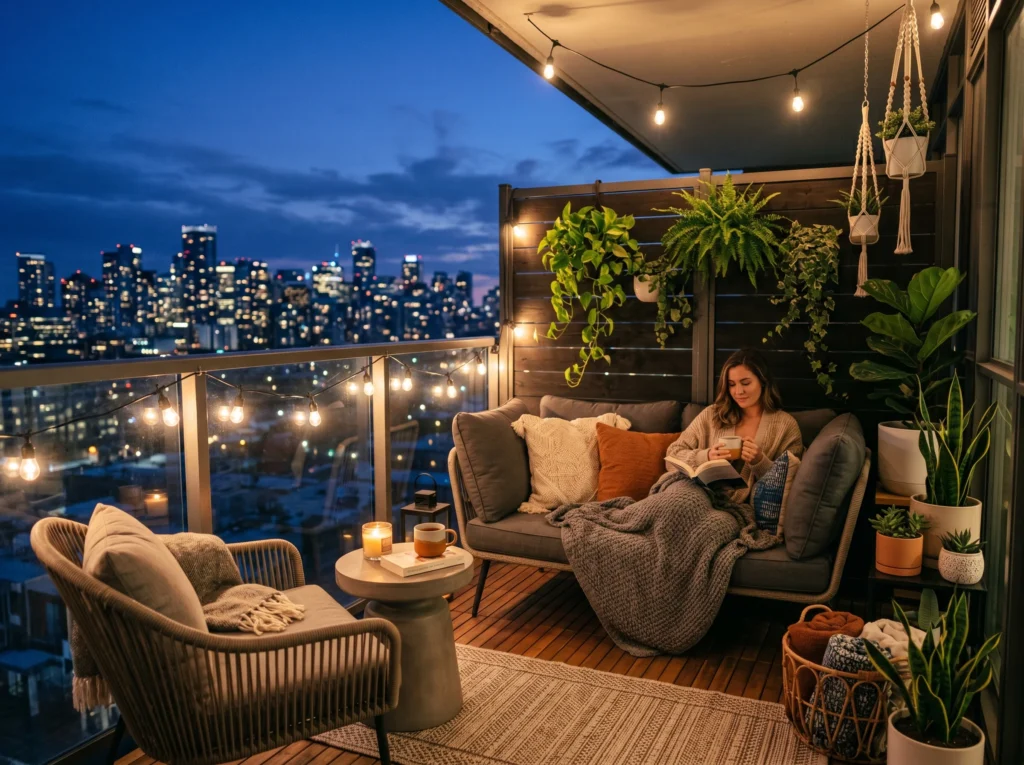 apartment balcony decor ideas for small outdoor spaces with cozy seating and stylish design