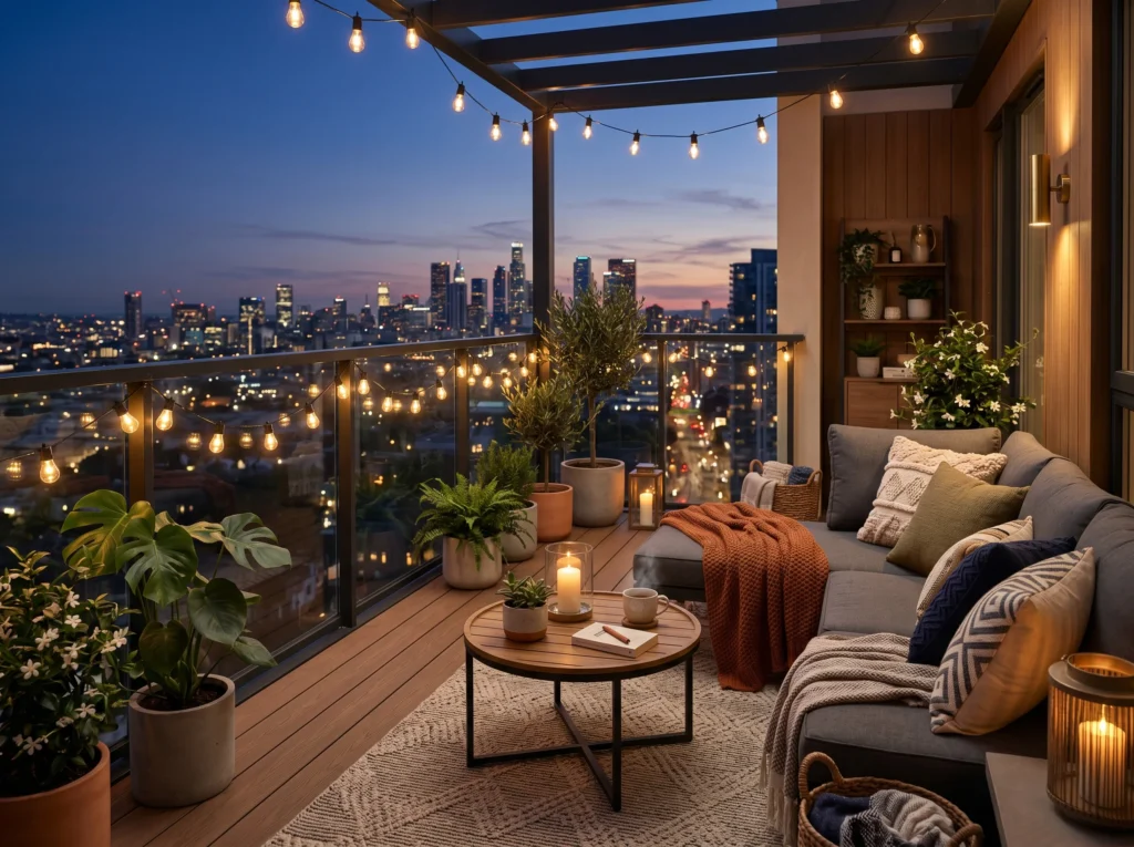 apartment balcony decor ideas for small outdoor spaces with cozy seating and stylish design