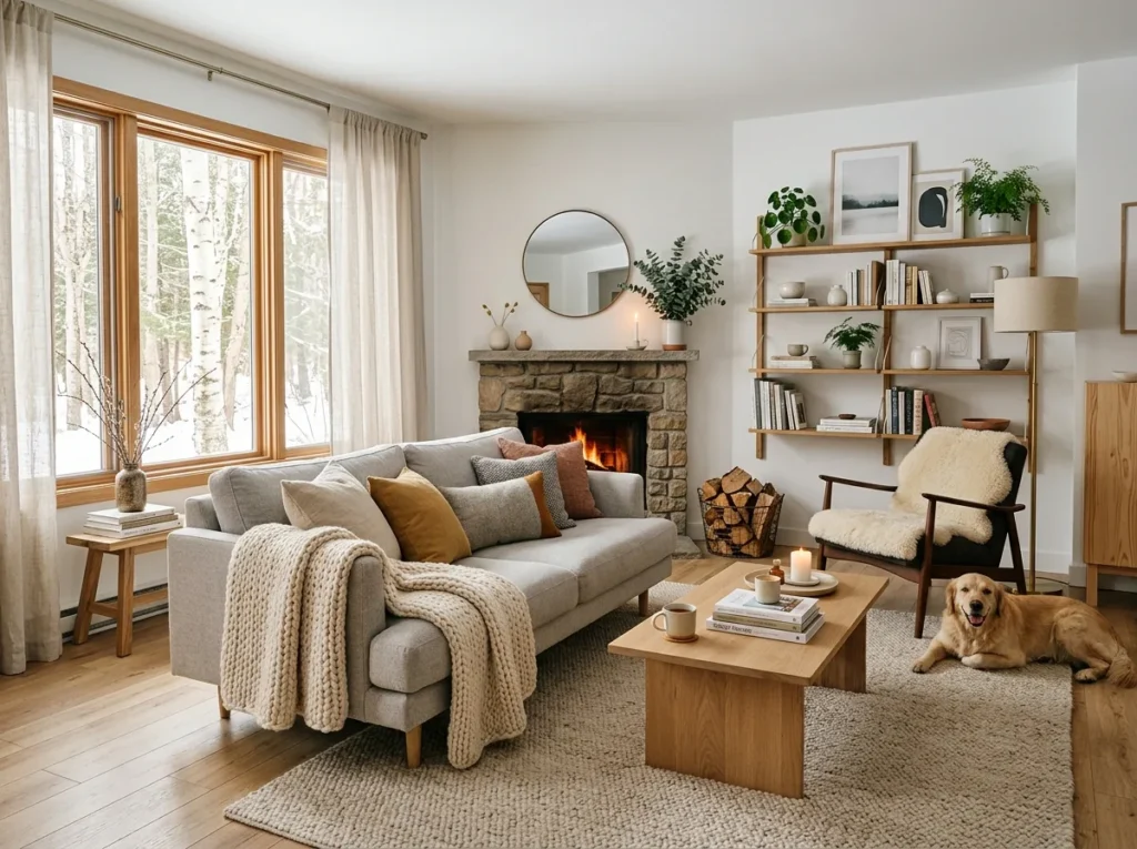 Beautiful Scandinavian interior design ideas featuring cozy modern home decor with neutral tones, minimalist furniture, natural wood accents, and bright spaces.