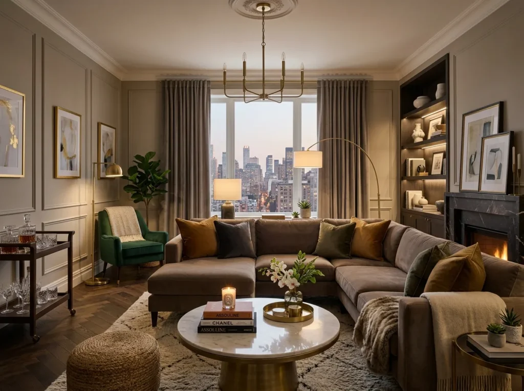 apartment decor ideas for stylish cozy home with modern furniture and warm lighting