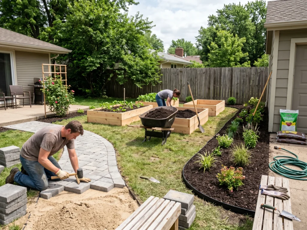 front yard landscaping ideas with modern plants, pathway lighting, and stylish curb appeal design