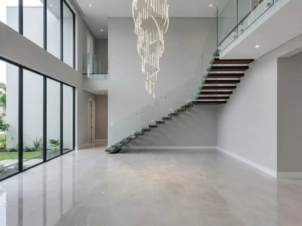 Luxury foyer decor ideas with modern entryway table, elegant lighting, stylish mirror, and cozy neutral home accents