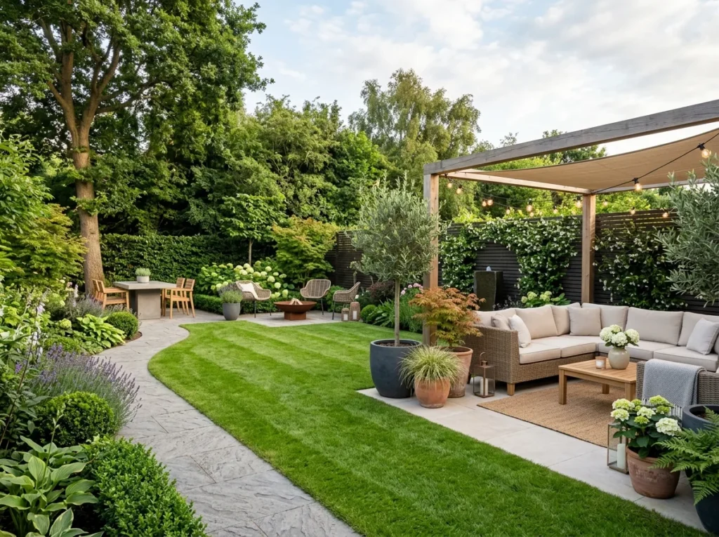 stunning garden decoration ideas with plants lighting and cozy outdoor seating setup