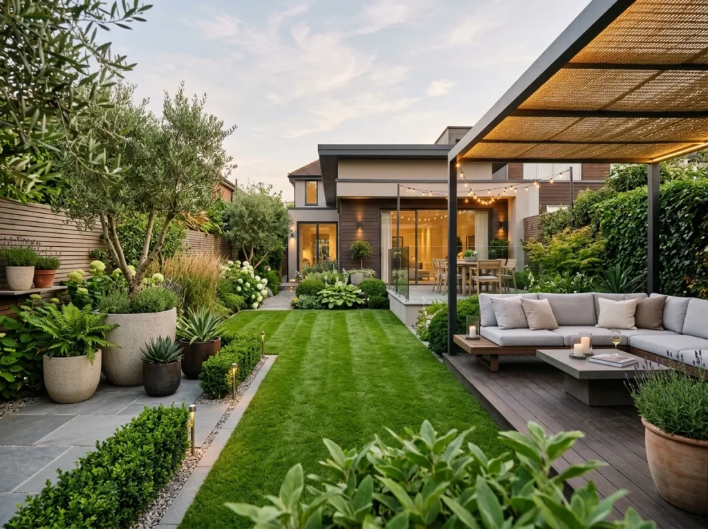 stunning garden decoration ideas with plants lighting and cozy outdoor seating setup