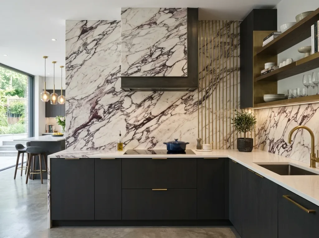 Stylish modern kitchen backsplash ideas with luxury tiles, sleek patterns, and elegant contemporary kitchen wall designs for 2026 inspiration.