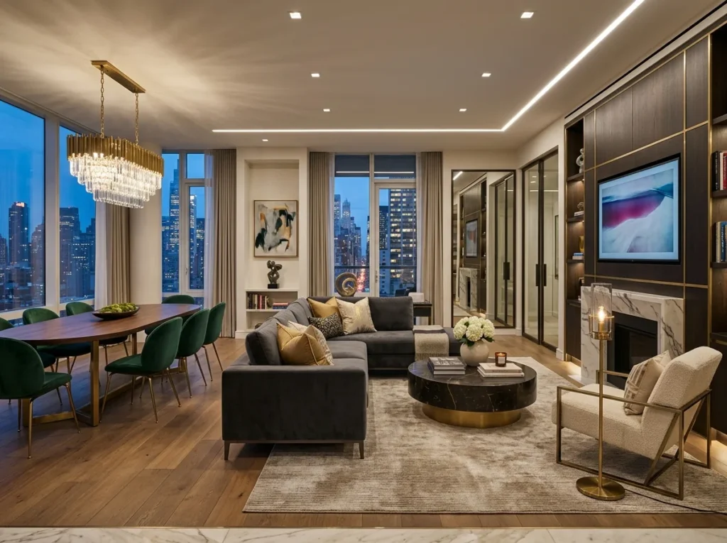 apartment decor ideas for stylish cozy home with modern furniture and warm lighting