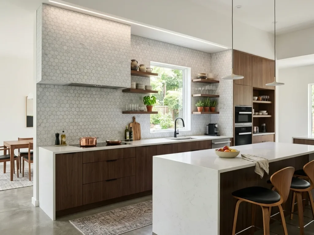 Stylish modern kitchen backsplash ideas with luxury tiles, sleek patterns, and elegant contemporary kitchen wall designs for 2026 inspiration.