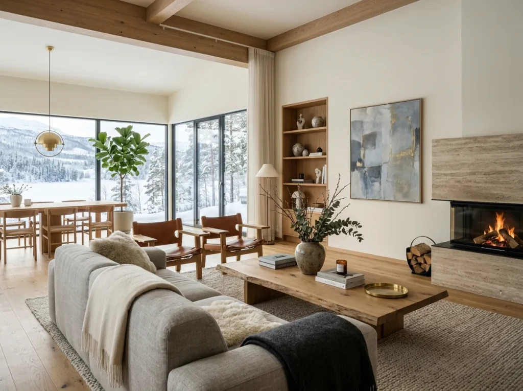 Beautiful Scandinavian interior design ideas featuring cozy modern home decor with neutral tones, minimalist furniture, natural wood accents, and bright spaces.