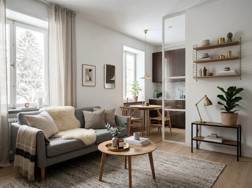 Beautiful Scandinavian interior design ideas featuring cozy modern home decor with neutral tones, minimalist furniture, natural wood accents, and bright spaces.