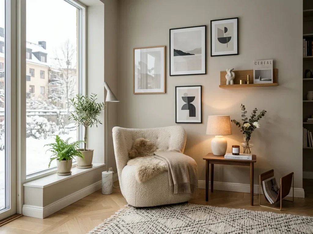 Beautiful Scandinavian interior design ideas featuring cozy modern home decor with neutral tones, minimalist furniture, natural wood accents, and bright spaces.