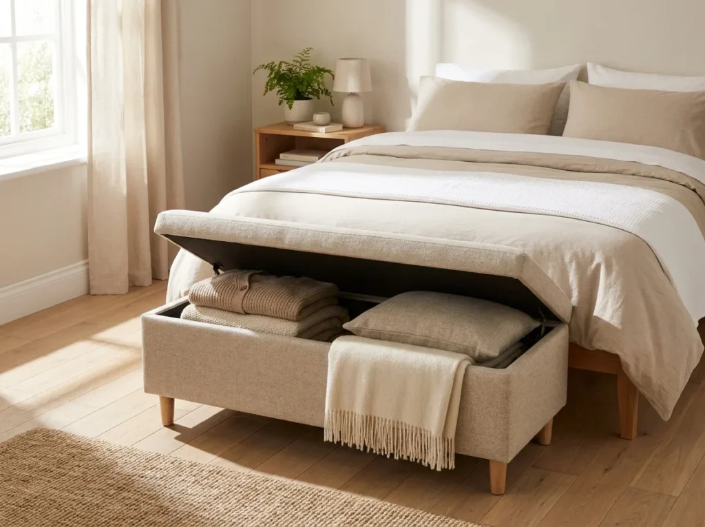 Modern bedroom corner with low-light indoor plants like snake plant and pothos adding natural personality and freshness to the space