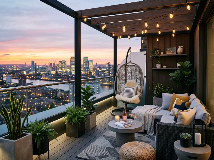 apartment balcony decor ideas for small outdoor spaces with cozy seating and stylish design