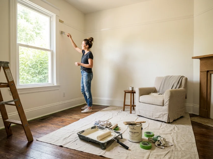 budget-friendly paint makeover in living room