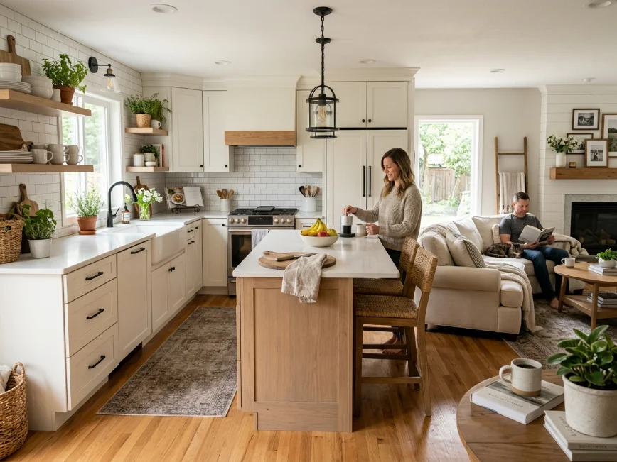 open kitchen design in a cozy suburban family home