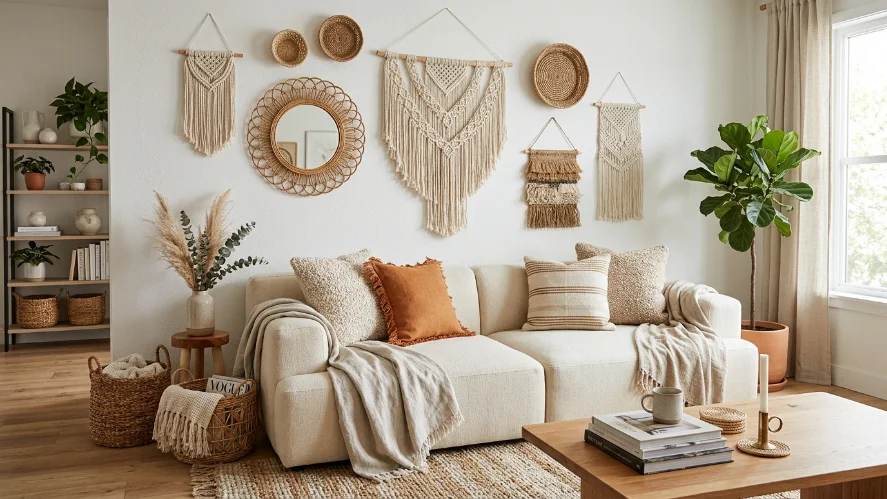 Essential textured decor pieces for bohemian interior design.
