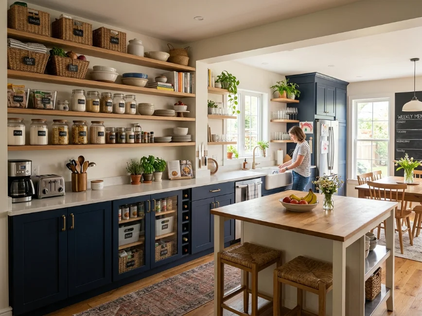 smart storage ideas for open kitchen