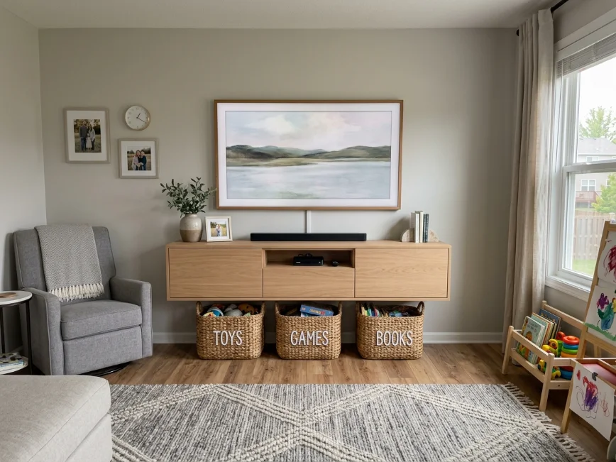 Dark television unit showing dust and fingerprints