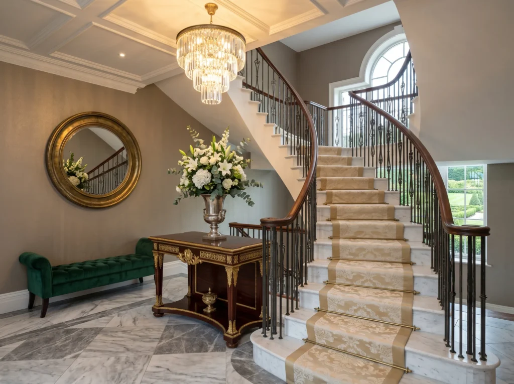 staircase decoration ideas with modern railing wall art lighting and stylish home interior design