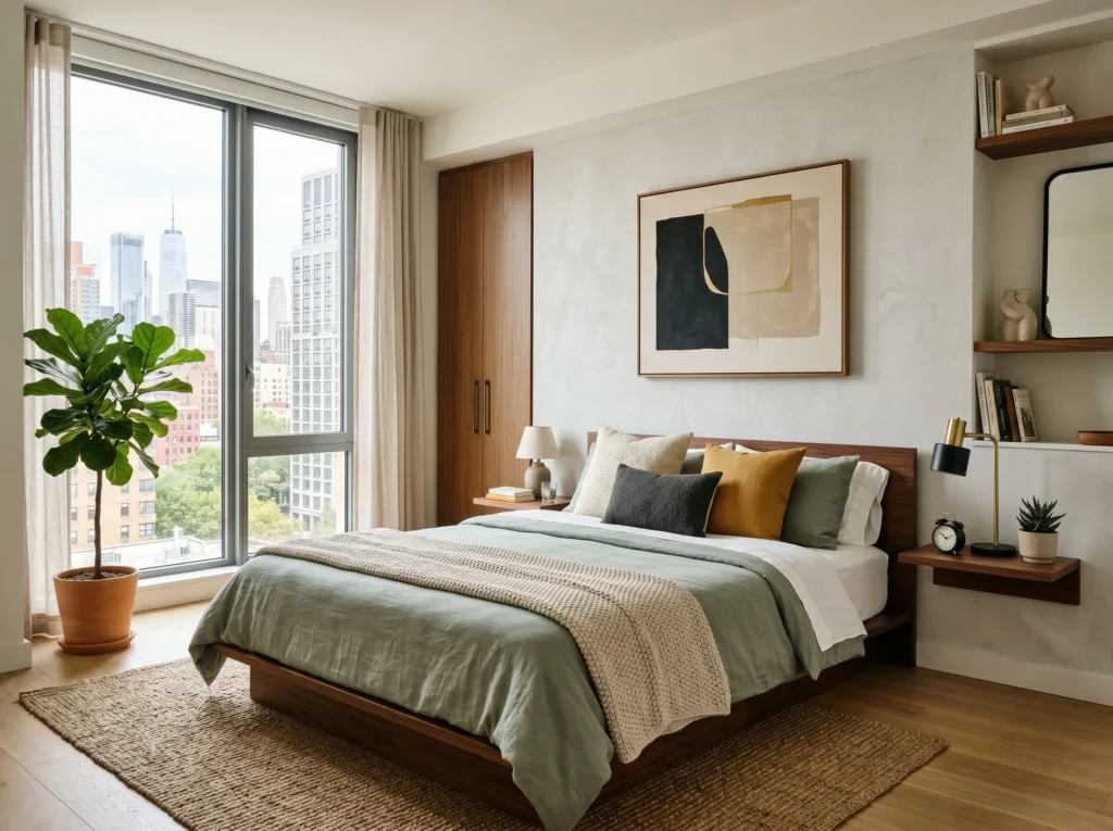 apartment bedroom ideas for small space with stylish cozy decor and modern layout