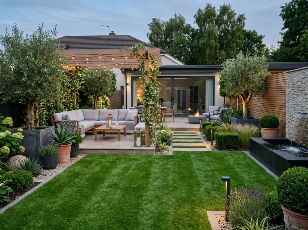 stunning garden decoration ideas with plants lighting and cozy outdoor seating setup