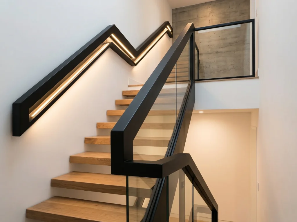 staircase decoration ideas with modern railing wall art lighting and stylish home interior design