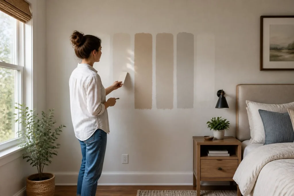 Testing paint samples before choosing a wall color