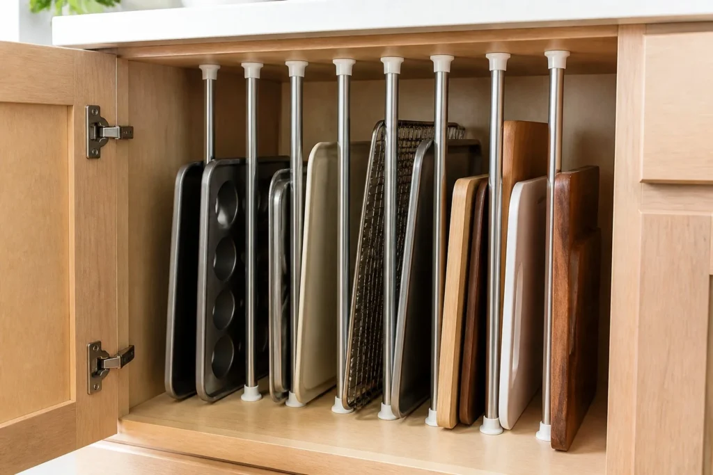 Magnetic refrigerator storage bins for snacks and household organization.