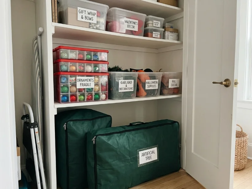 Compact Christmas decoration storage for small apartments