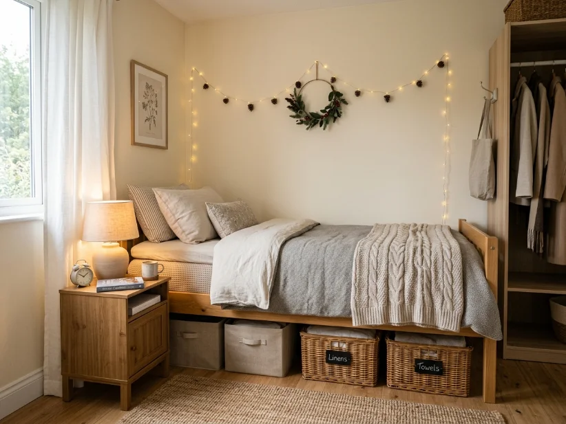 Comfortable daybed with memory foam mattress for holiday guests