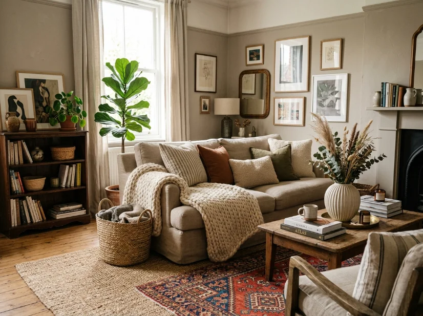 Maximalist room with too many competing accent colors