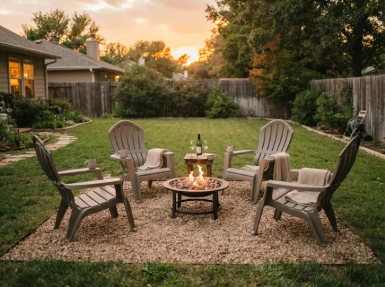 Affordable resin Adirondack chairs for fire pit seating